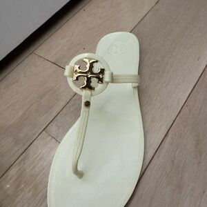 Tory Burch Cream Sandals with Gold Accent